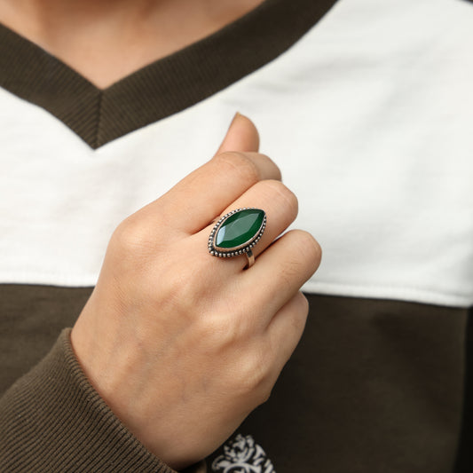 Silver Delight Green Ring