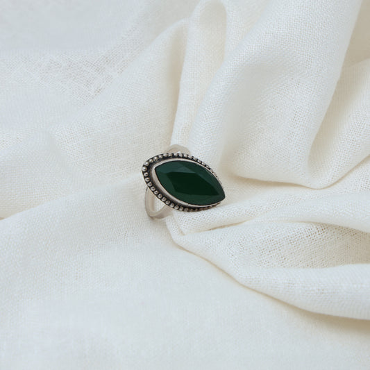 Silver Delight Green Ring