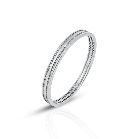 Girls' silver bangles with multiple white stones