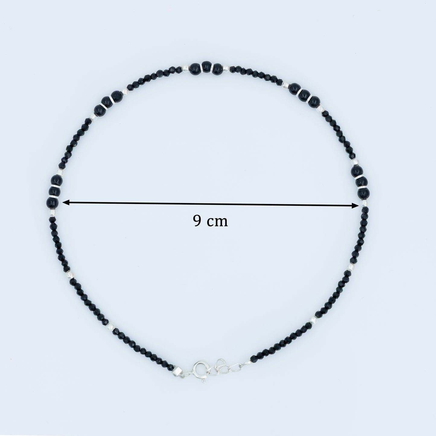 Elegant Silver Black Beads Anklet for Women & Girls