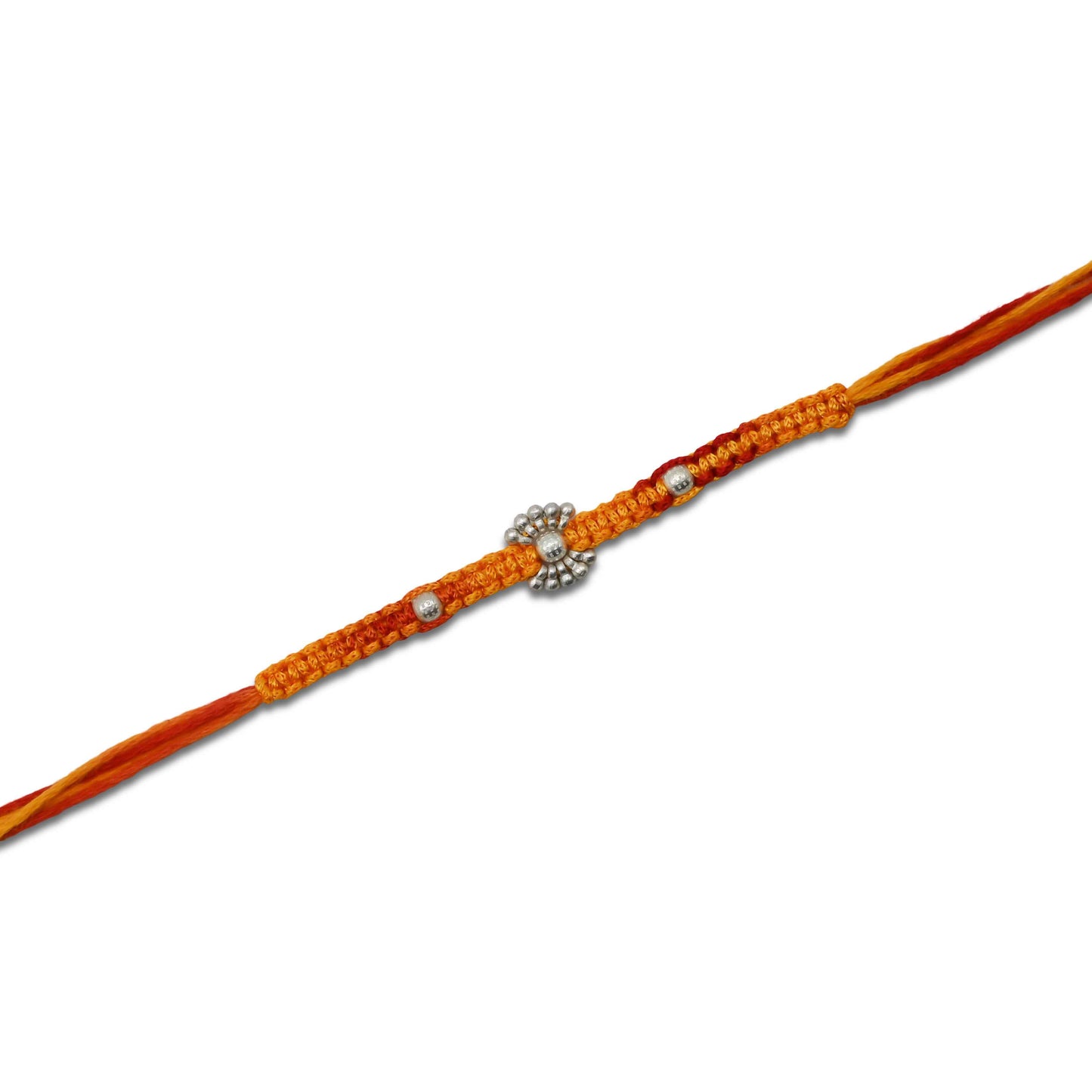 Simple yet elegant silver beads Rakhi designed for boys.