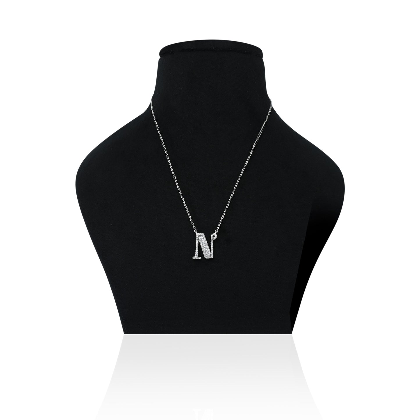 Custom silver chain with personalized 'N' symbol pendant.