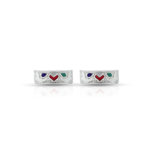 Elegant silver Bichhiya with a multi-color half flower design, perfect for girls