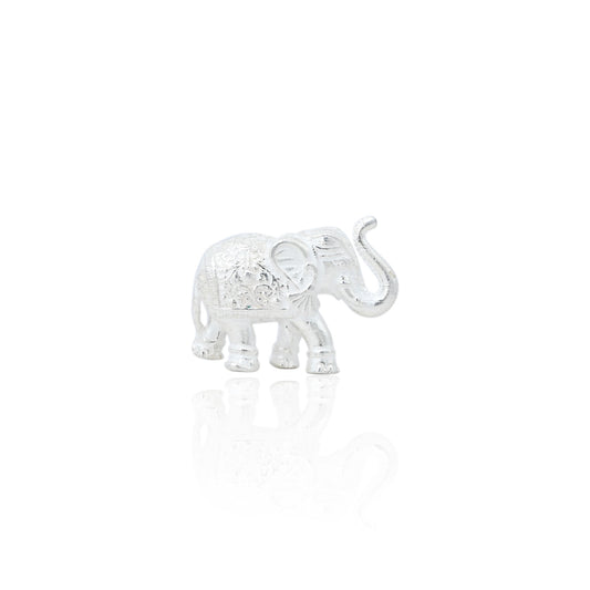 Exquisite silver 'Powerful Elephant' murti, symbolizing strength, wisdom, and good fortune.