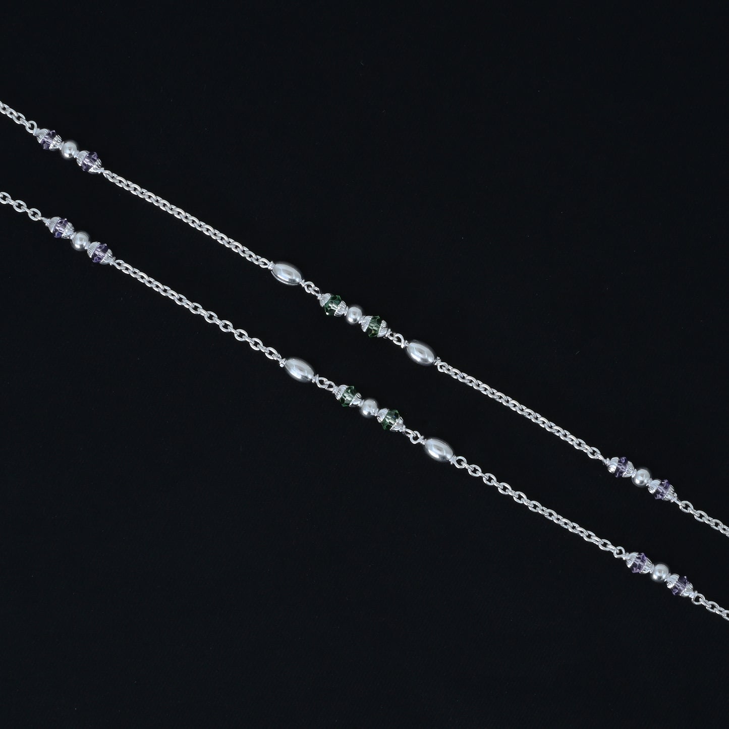 Beautiful Design Silver Payal with Colourful Beads (4)