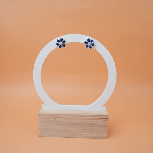 Sterling Silver Earrings Sapphire Blue Stone Look