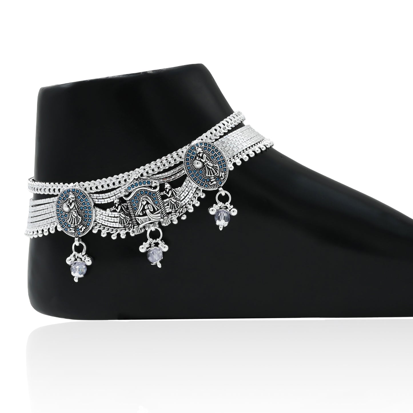 Bridal Silver Payal in Traditional Design with Ghungroo