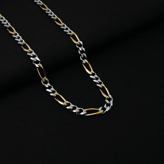 Stylish interlocked silver chain with gold plating for boys.