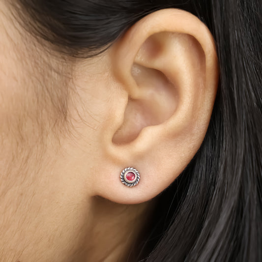 Dark Red Sapphire Look Earrings