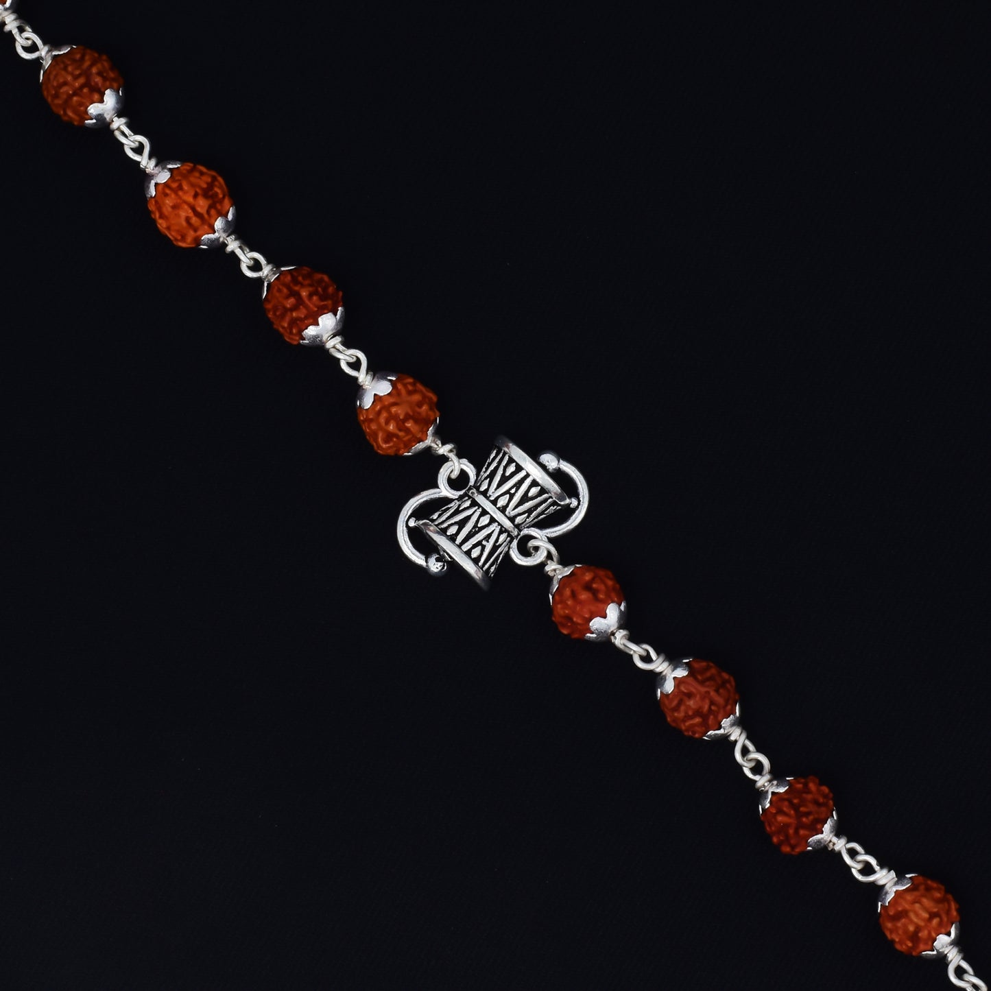 Rudraksha Silver Shiva Damru Bracelet (3)