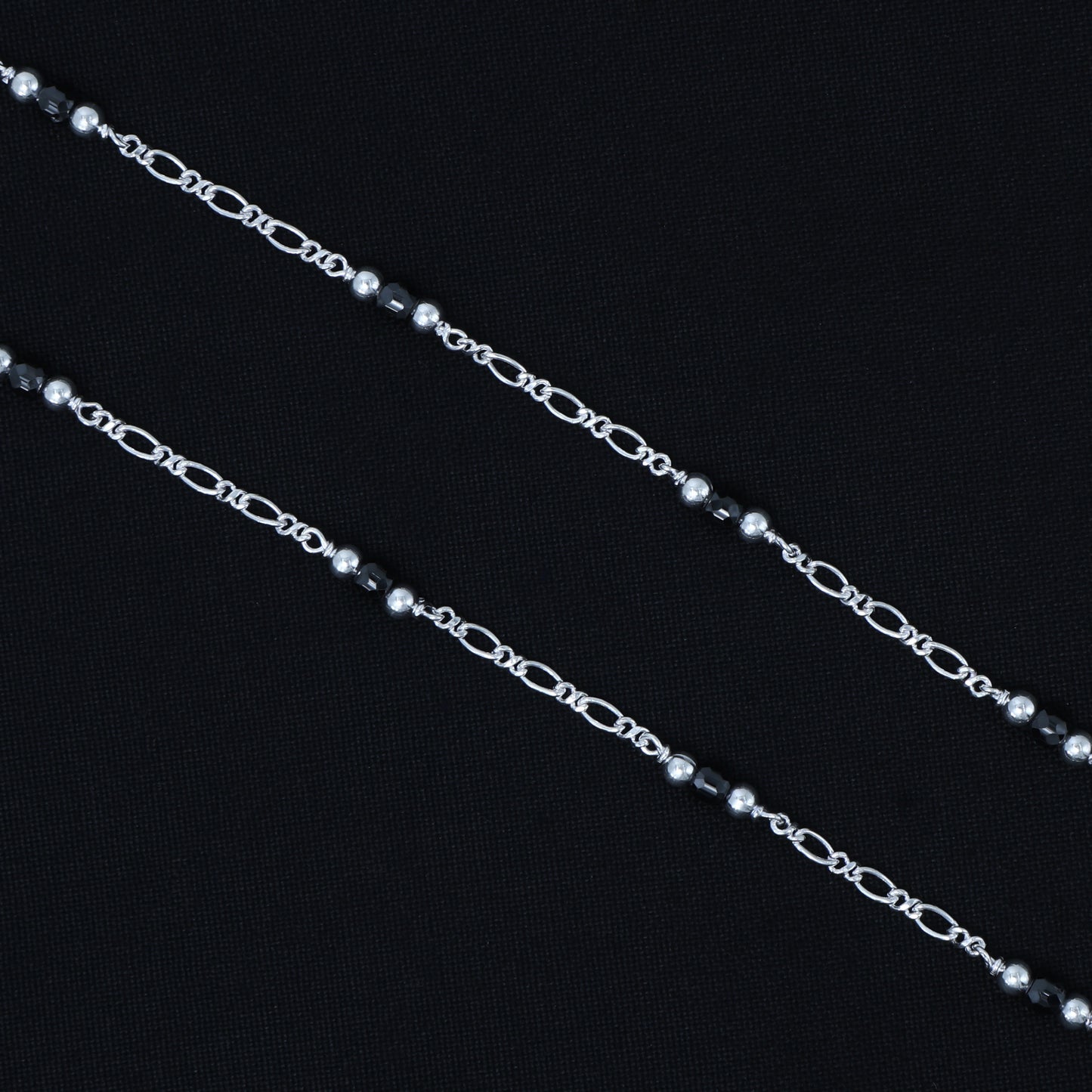 Stylish Silver Payal with Black and Silver Beads (4)