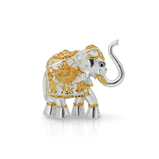 Handcrafted silver-plated elephant statue, symbolizing good luck and prosperity for any space