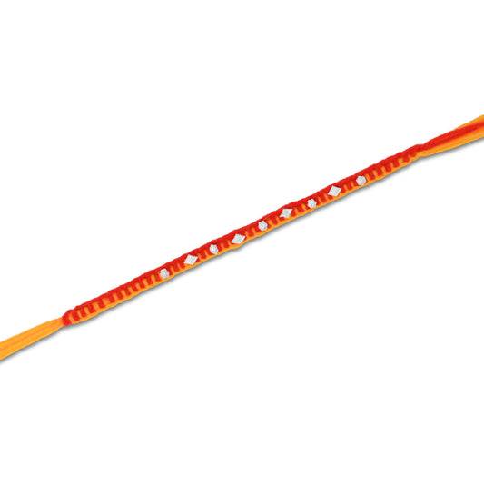 Boys' Rakhi featuring a delicate small flower design in silver.