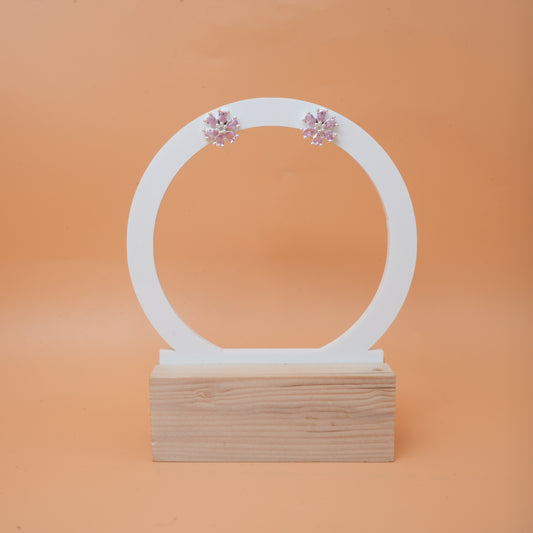 Blush in Silver Light Pink Stone Earrings