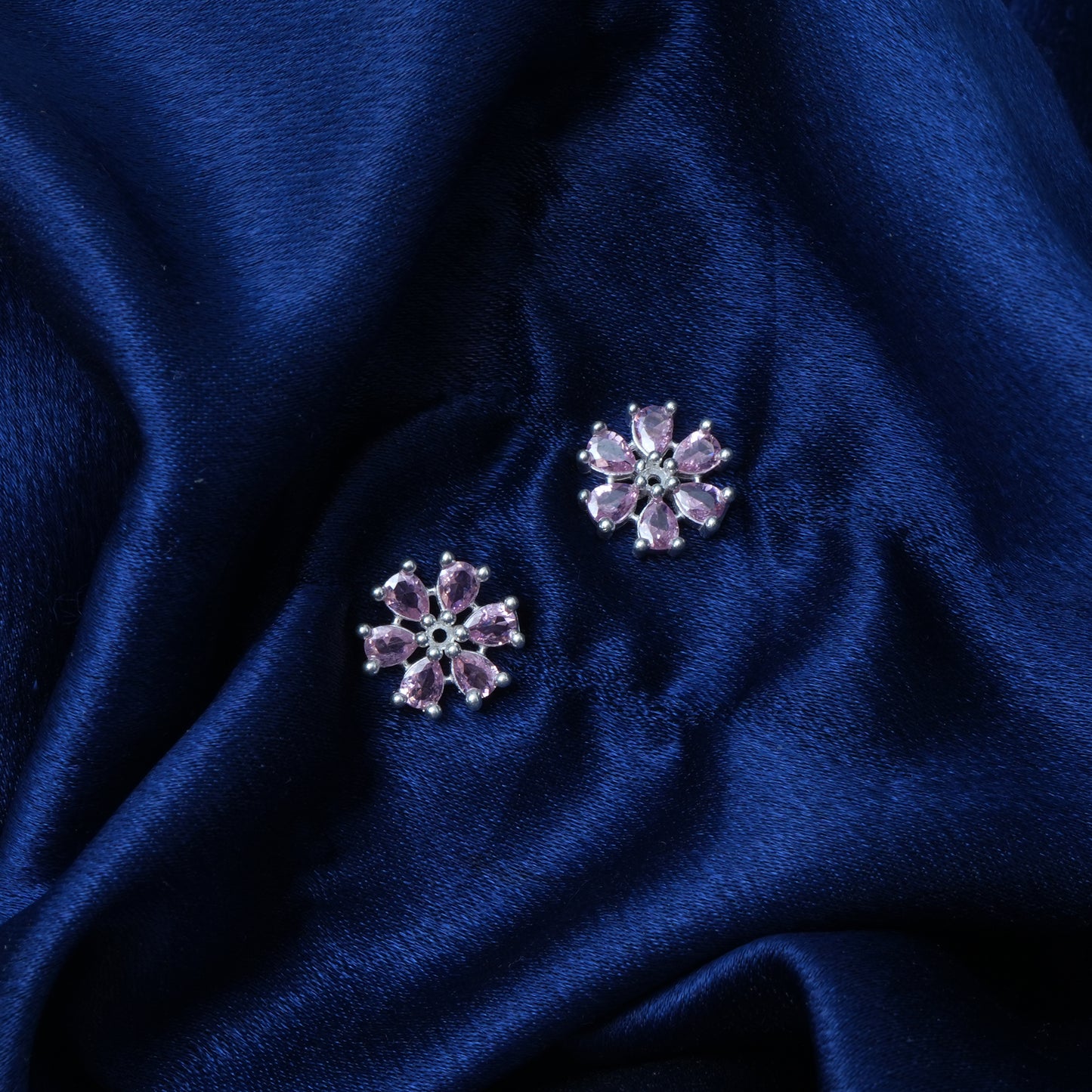 Blush in Silver Light Pink Stone Earrings