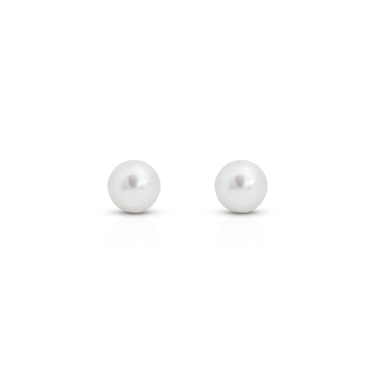 Elegant sterling silver stud earrings with clear pearls