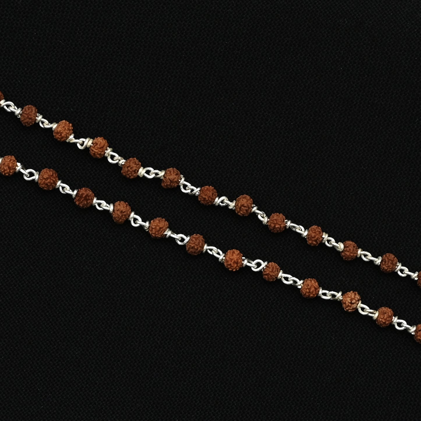 Rudra Divine Aura silver Rudraksha chain, offering a powerful spiritual aura and authentic design.