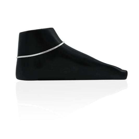 Elegant silver payal with a triple design of shiny orange beads