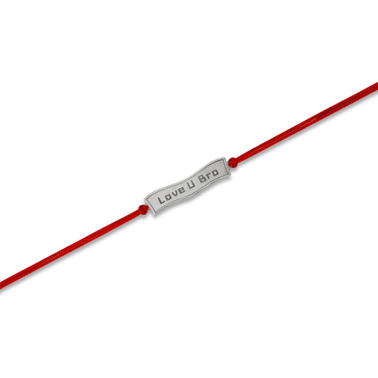 Boys' Rakhi featuring a silver 'Love U Bro' written design