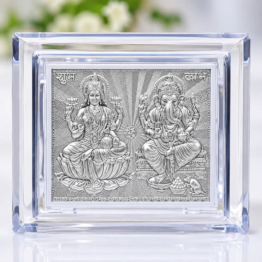 Silver Laxmi Ji Ganesh Ji Frame