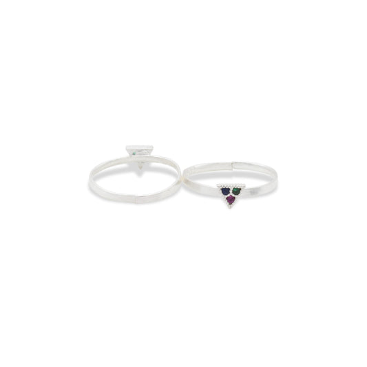Charming silver Bichhiya adorned with a trio of pink blossom designs for a vibrant touch