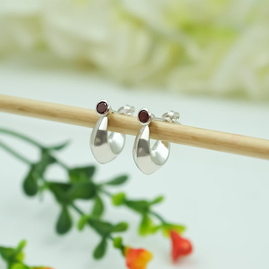 Boys Silver Bali Earrings with Plain Look & Stones