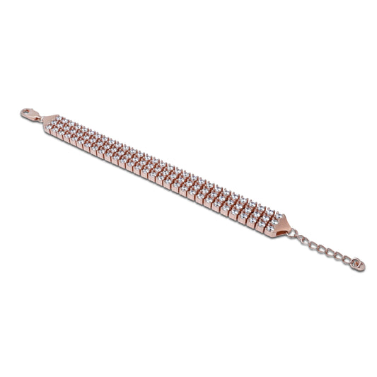 Chic rose gold plated bracelet for girls, designed with a classic tennis bracelet style