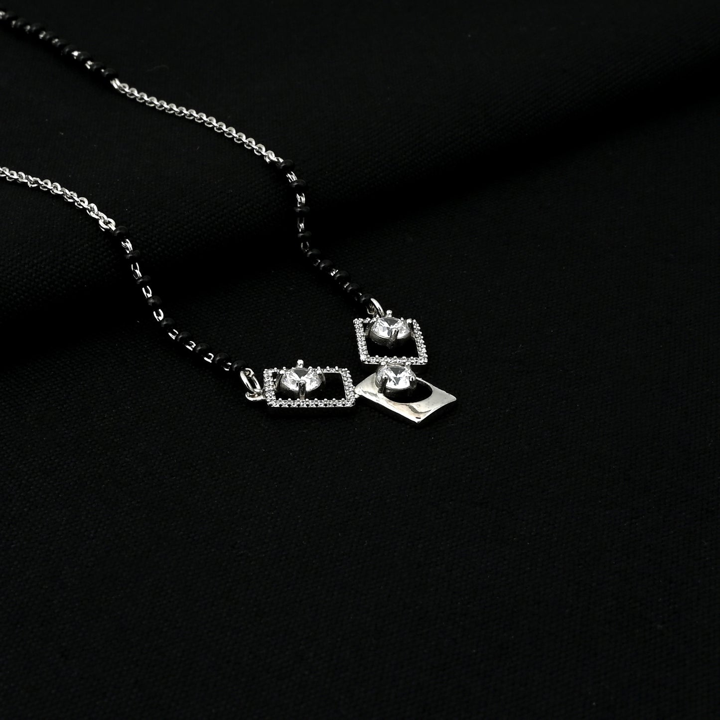 A Unique Silver Mangalsutra with Distinctive Design Elements