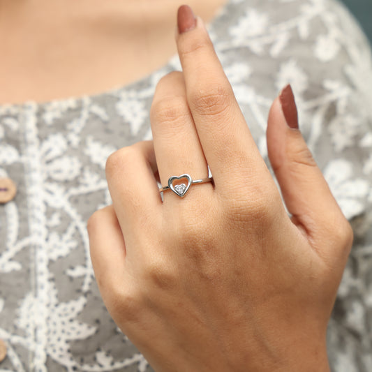 Heart-in-Heart Silver Ring