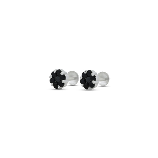 Stunning sterling silver earrings with sleek black gemstone accents