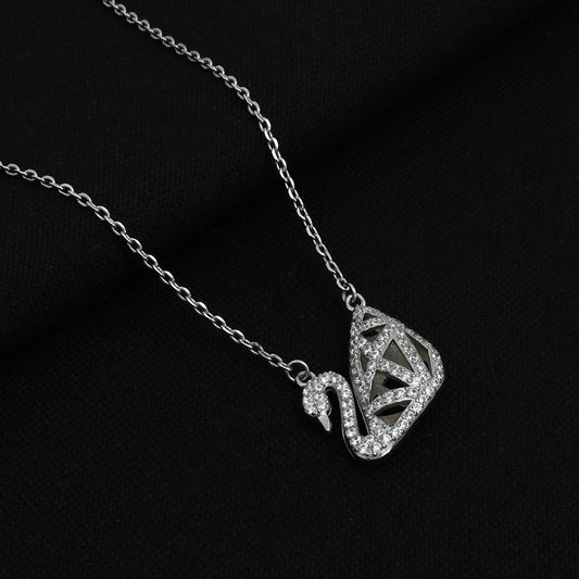 Elegant silver chain featuring a delightful duck pendant.
