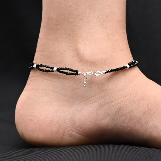 Silver Red Beads With Evil Eyes Anklet