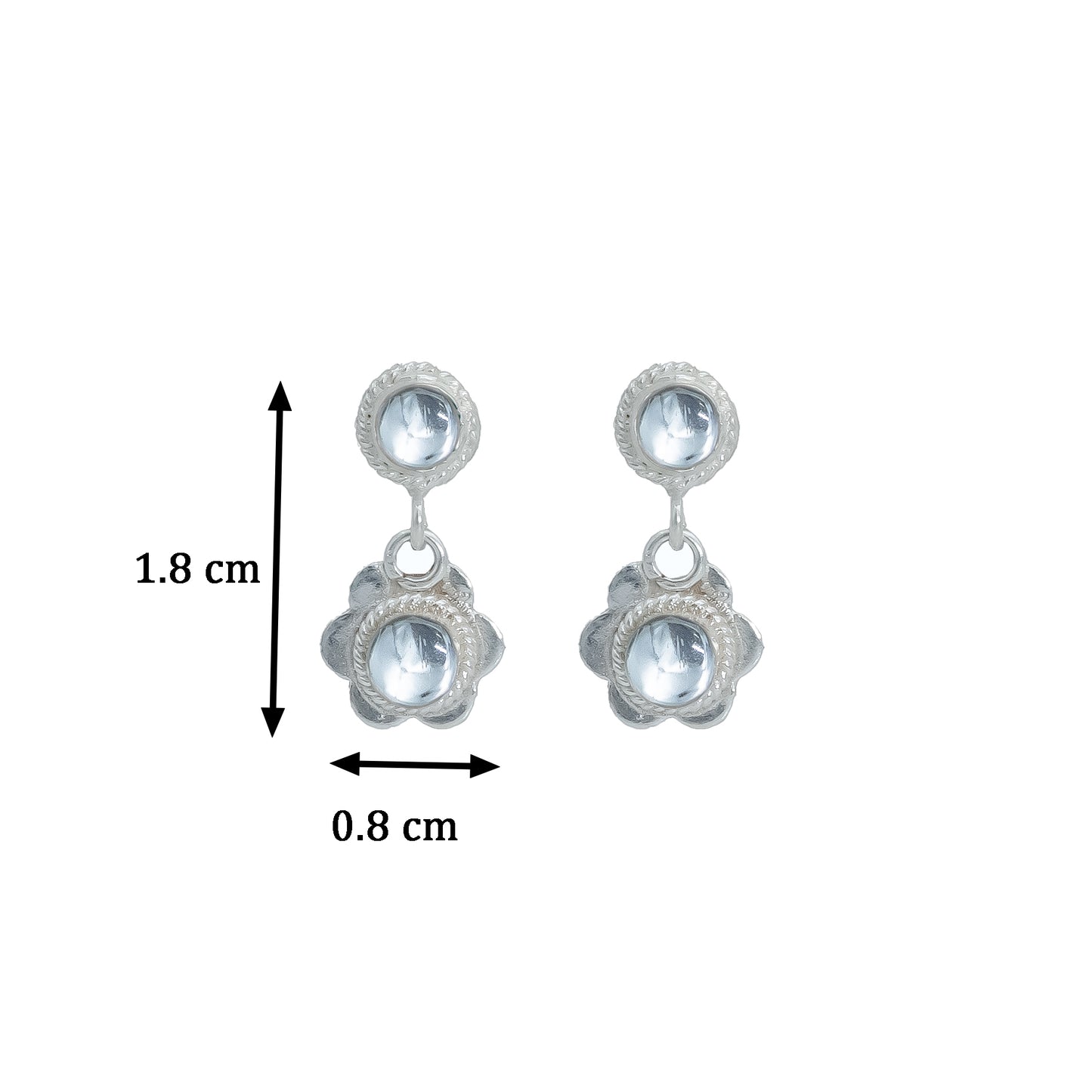 Silver White Stone Blossom Earrings