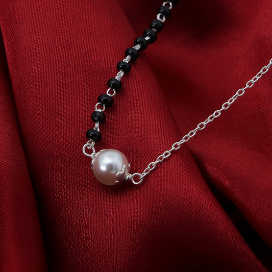 Modern Half-Chain Half-Bead Pearl Mangalsutra