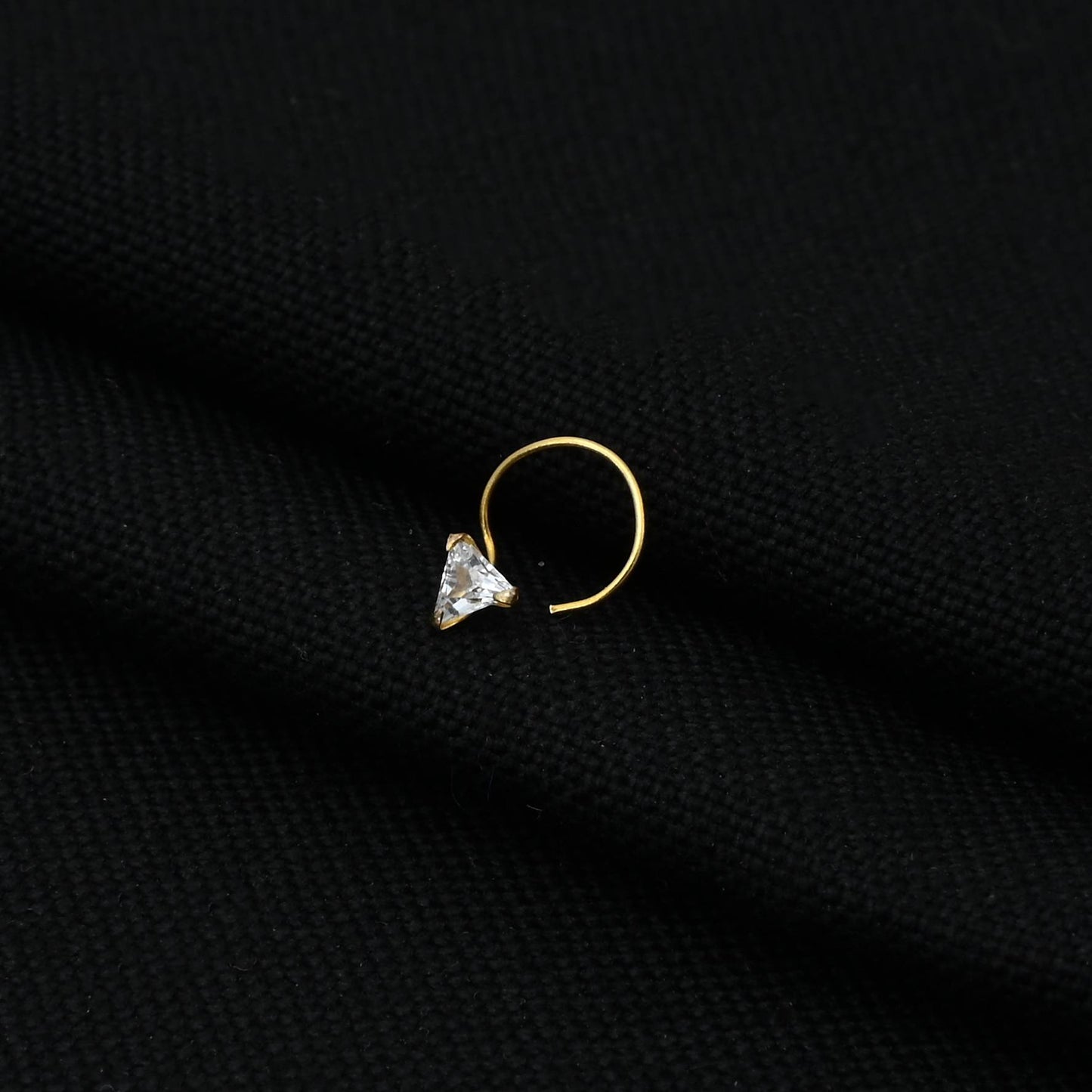 Beautiful Gold White Gem Triangular Nosepin