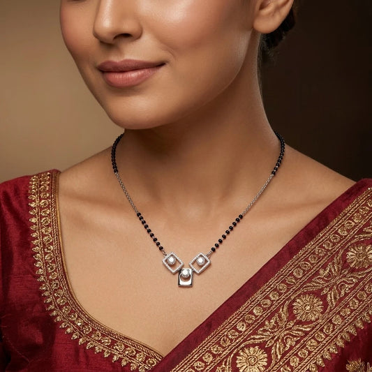A Unique Silver Mangalsutra with Distinctive Design Elements