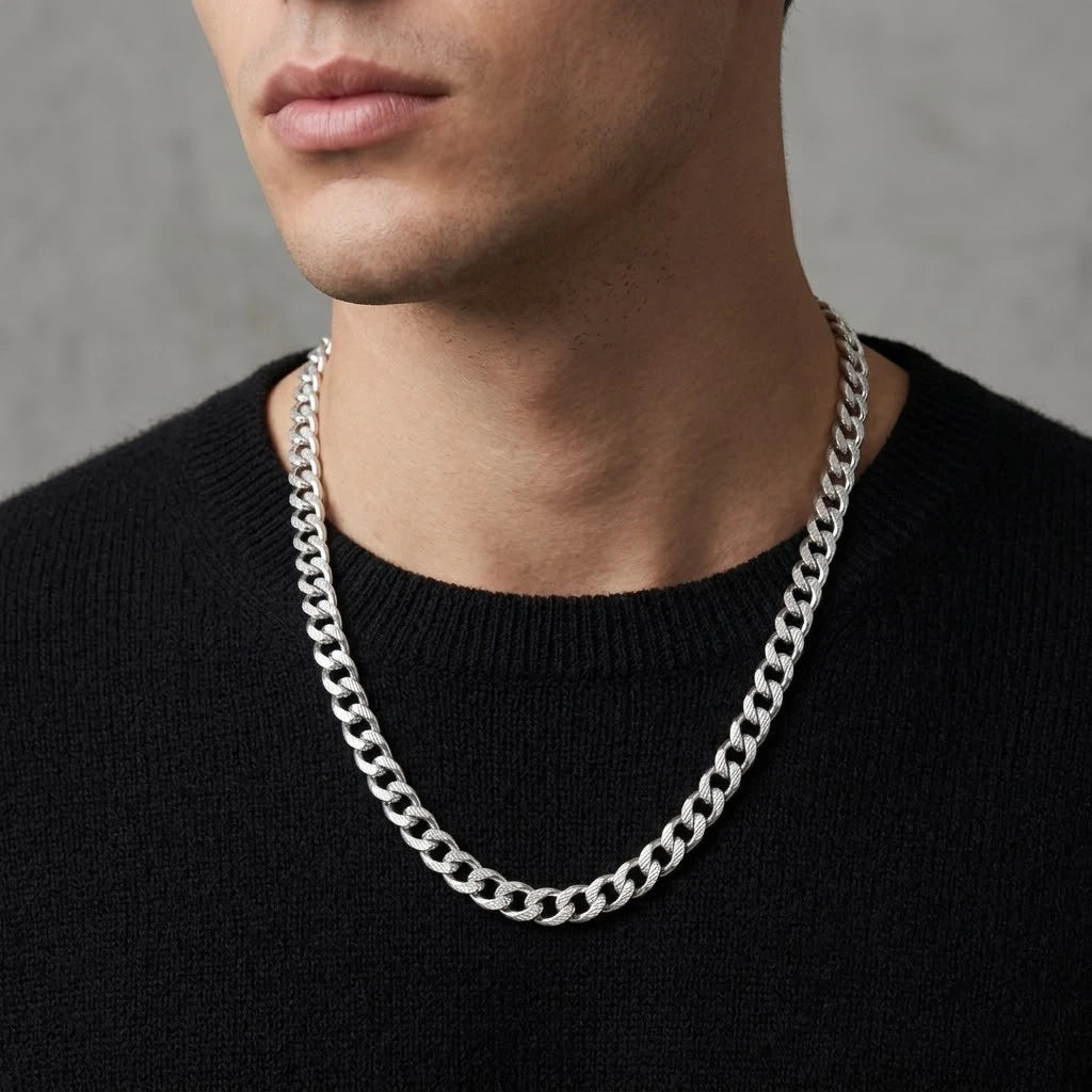 Beautiful And Sharp Silver Cuban Chain for Boys