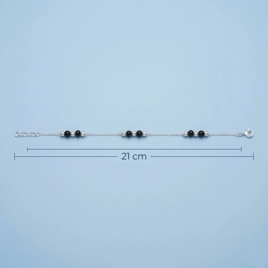 Black Pearl Touch Silver Chain Bracelet