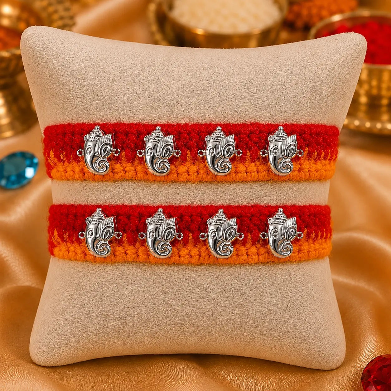 Blessed Ganpati Silver Rakhi