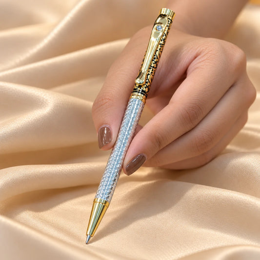 Blue Crystal Gold Designer Ballpoint Pen