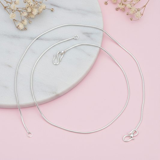 Classic Snake Chain Silver Anklet with S-Hook Lock
