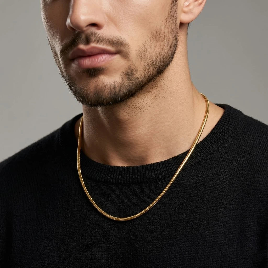 Classic Gold Plated Silver Snake Chain for Boys