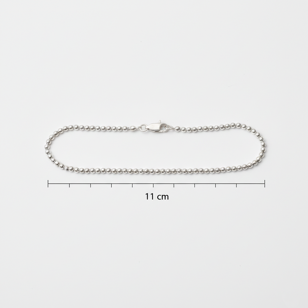 Classic Indian Silver Anklet with Ball Beads