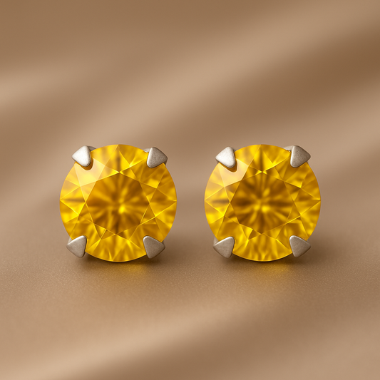 (2 Pcs Combo) Color Your Spark Round Stones Unisex Silver Earrings in Vibrant lung