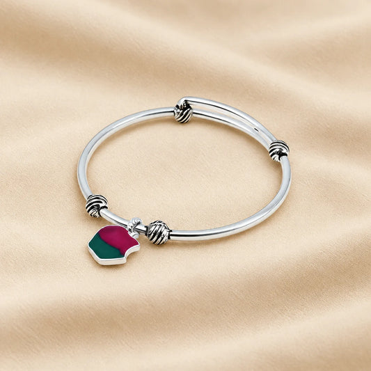 Colourful Apple Design Sterling Silver Kada For Baby
