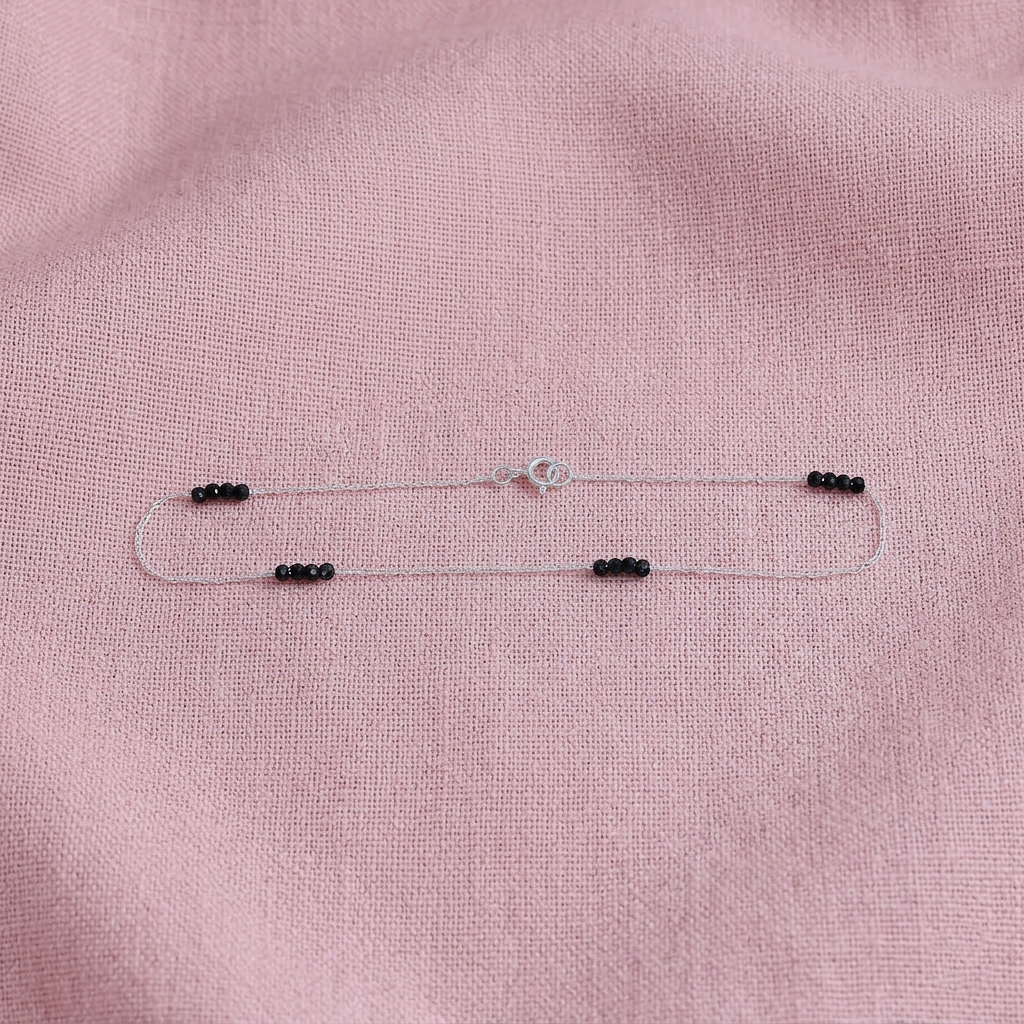 Cute Simple Black Beads Payal/Anklet for Women Lightweight Design