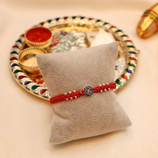 Traditional Swastik Buds Silver Rakhi