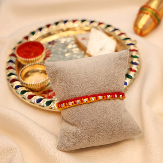 Handcrafted Silver Buds Rakhi Assorted Design