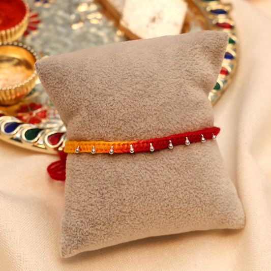 Silver Drop Buds Silver Rakhi
