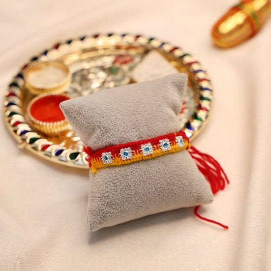 Delicate Silver Floral Rakhi